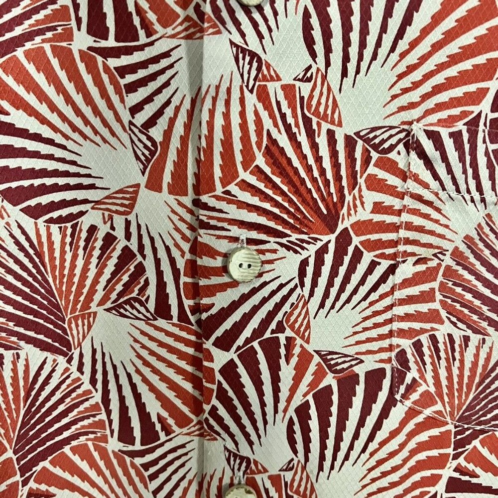 Men's Tommy Bahama 100% Silk Button Down Shirt Large Orange Red Casual Stunning - Picture 5 of 6